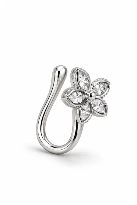 Floral Clip-On Nose Pin for Women