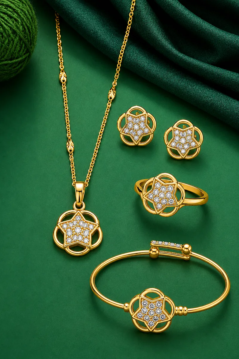 Star Floral Jewellery Set for Little Girls - 4 Piece Combo Gift Set