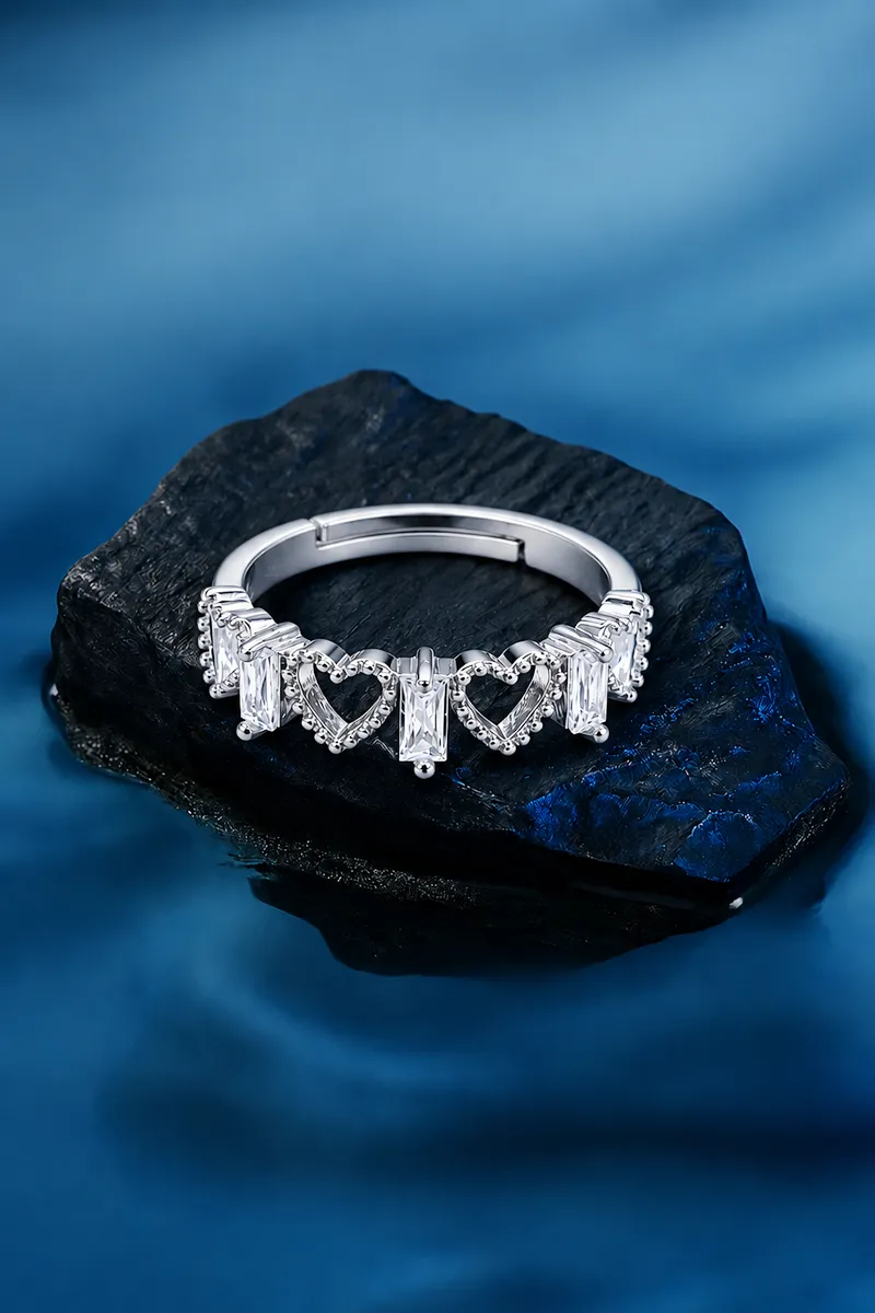 Silver Heart Adjustable Ring for Women & Girls JWR00010SIL