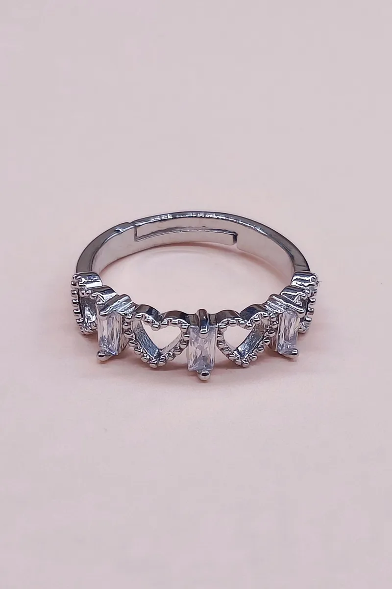 Silver Heart Adjustable Ring for Women & Girls JWR00010SIL