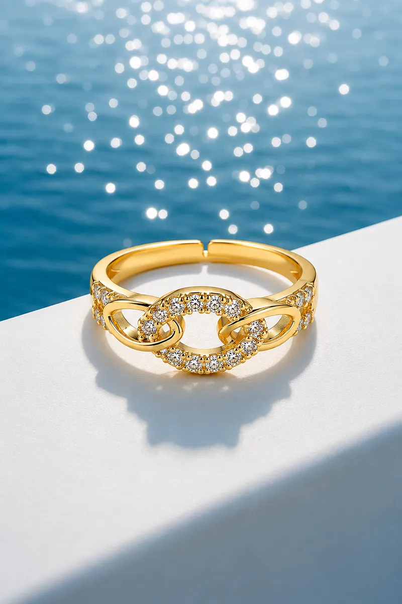 Gold Interlinked Loop Adjustable Ring for Women & Girls JWR00020GOL