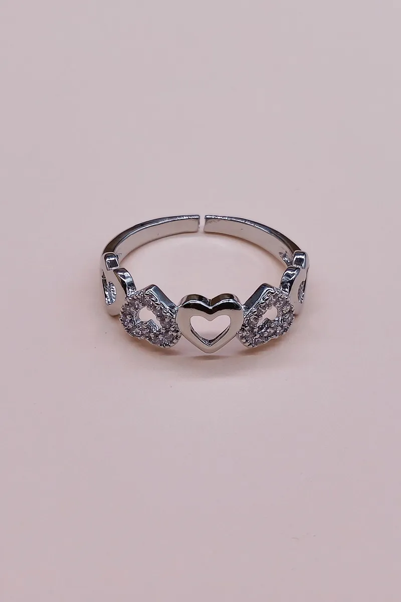 Heart Shape Adjustable Ring for Women & Girls JWR00028SIL