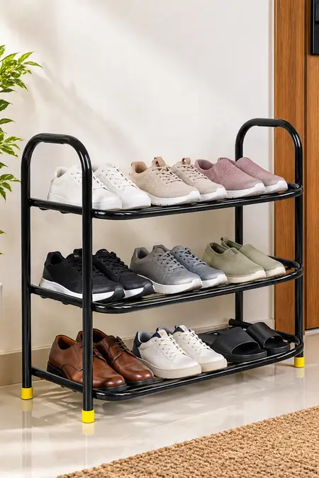 Metal Shoe Rack – 3-Tier Footwear Storage