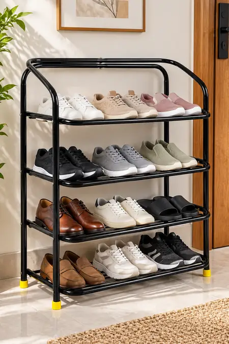 Metal Shoe Rack – 4-Tier Footwear Storage