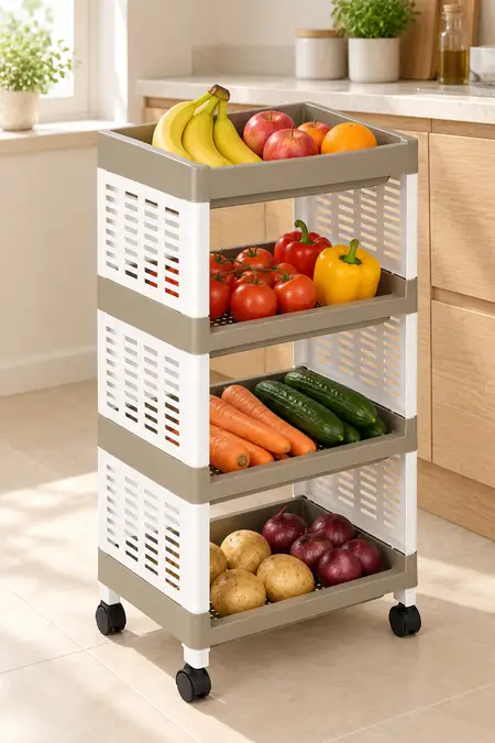 4-Tier Rolling Storage Rack – Multipurpose Organizer with Wheels