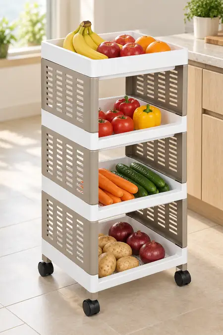 4-Tier Rolling Storage Rack – Multipurpose Organizer with Wheels