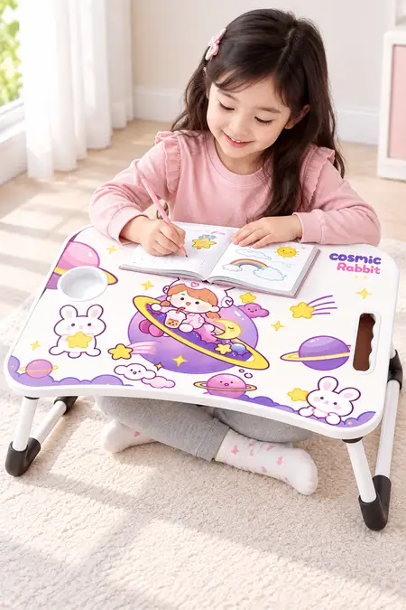Cosmic Bunny Dreamland Foldable Study Table for Kids