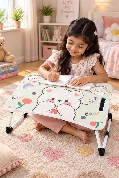 Cute Bear Family Foldable Study Table for Kids