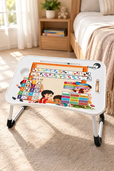 Foldable Educational Study Table – Alphabet & Numbers Design