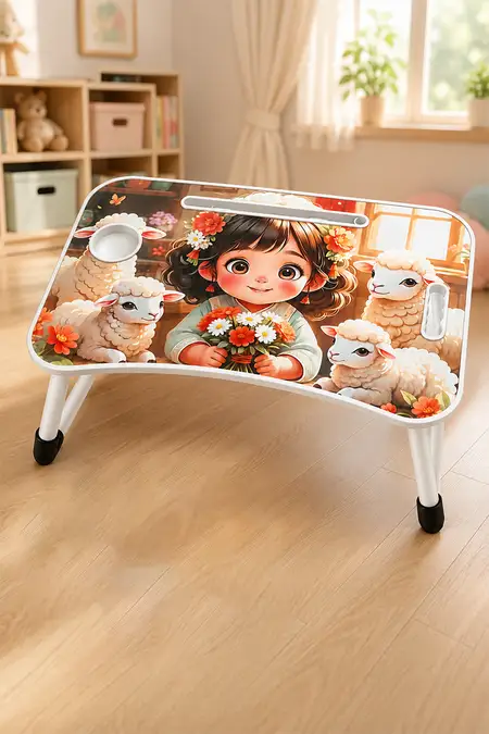 Foldable Laptop Study Table – Girl & Sheep Graphic