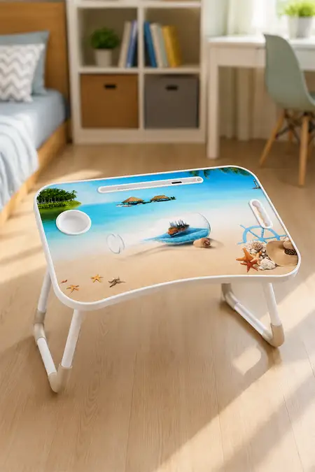 Folding Laptop Table – Elegant Beach Design
