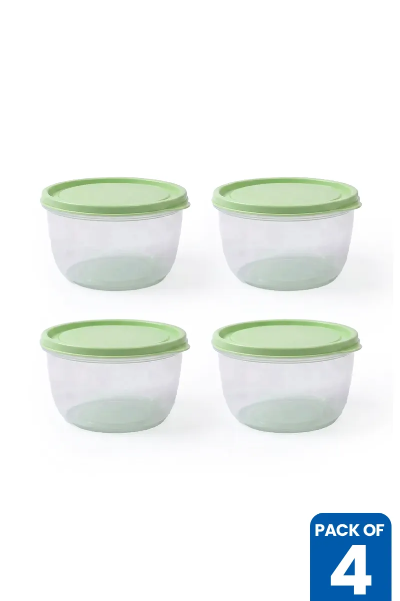 Plastic Food Container - 4 PC, Green