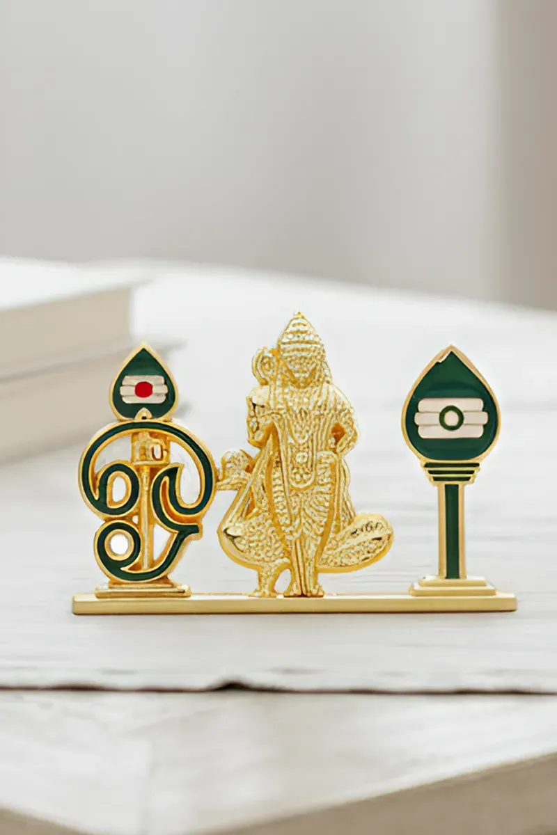 Metal Murugan Idol with Vel & Om Idol - 3*2.5 Inch