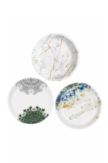 Melamine Small Serving Plate, Set of 3 - 18 Cm
