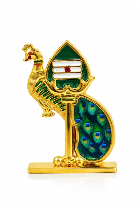 Metal Golden Peacock & Vel  - 3 x 2 Inch
