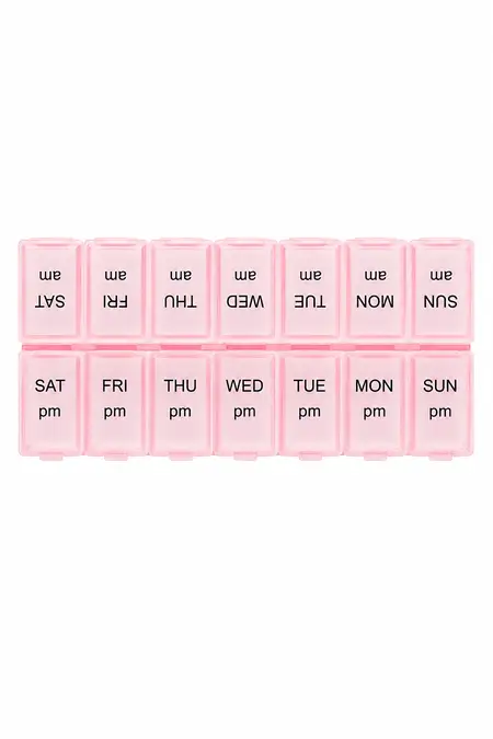 Plastic Weekly Pill Organizer Box - AM/PM 7 Day Case, Assorted