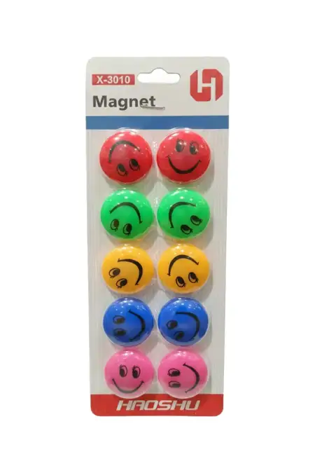 Plastic Smiley Multi-Use Magnet - Pack of 10