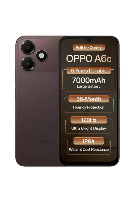 OPPO A6C (4G) 4GB + 64GB Smartphone with 7000mAh Battery, 120Hz Ultra Bright Display, IP64 Protection, 13MP Camera (Assorted)