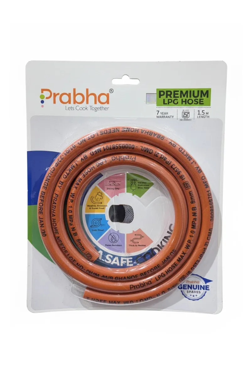 Prabha Premium LPG Hose - 1.5 M Length - PORUR POHHK1026HOSE