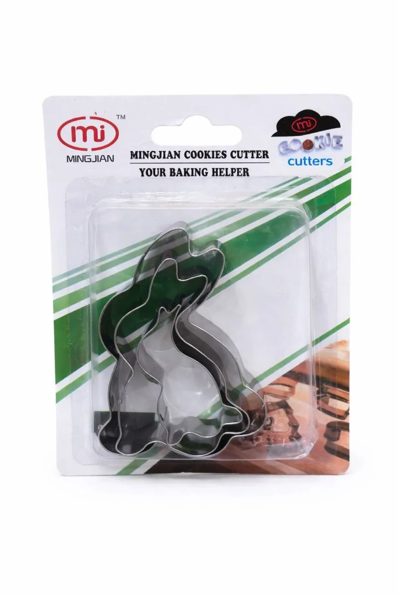 Stainless Steel Rabbit Shape Cookie Cutter - 3 Pcs