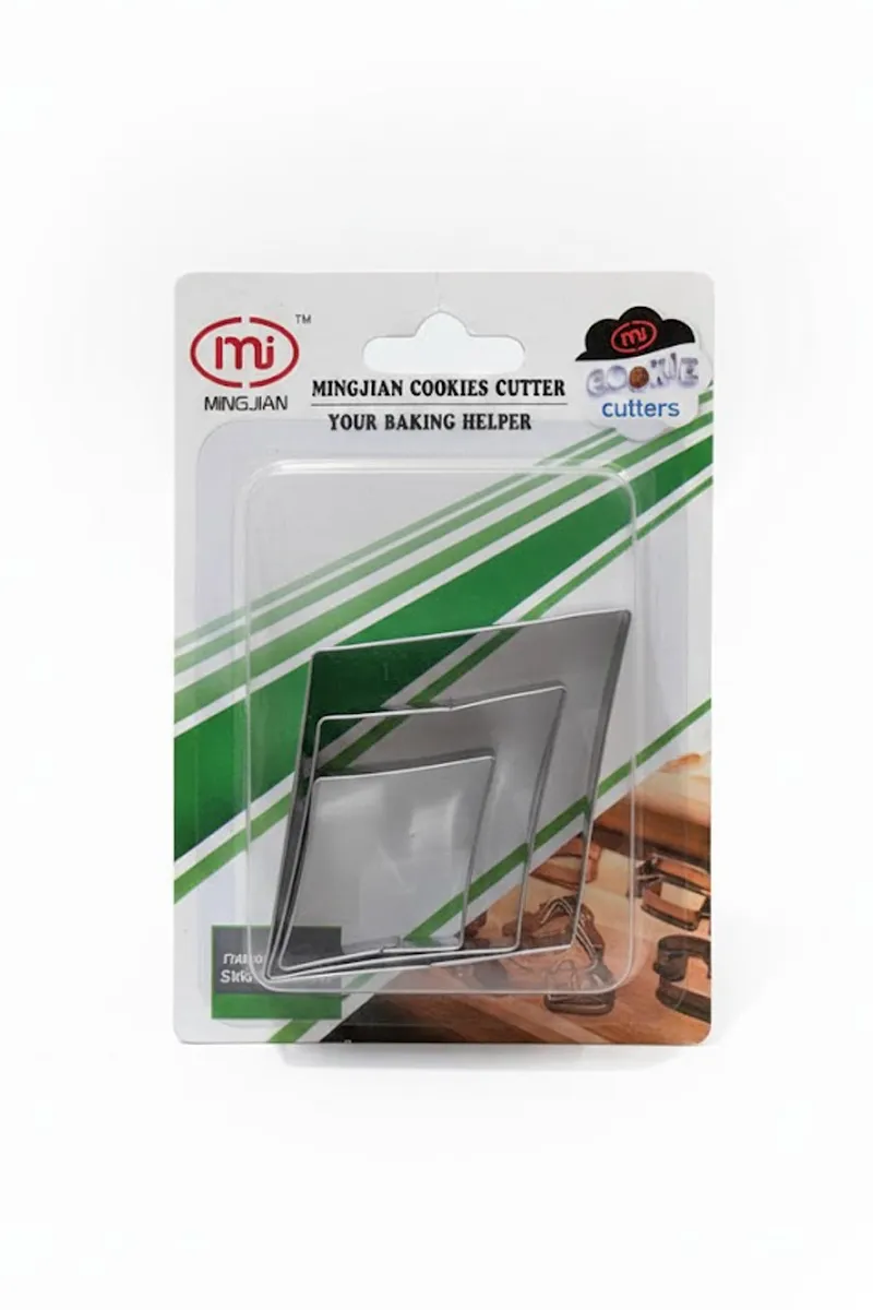 Stainless Steel Square Shape Cookie Cutter - 3 Pcs