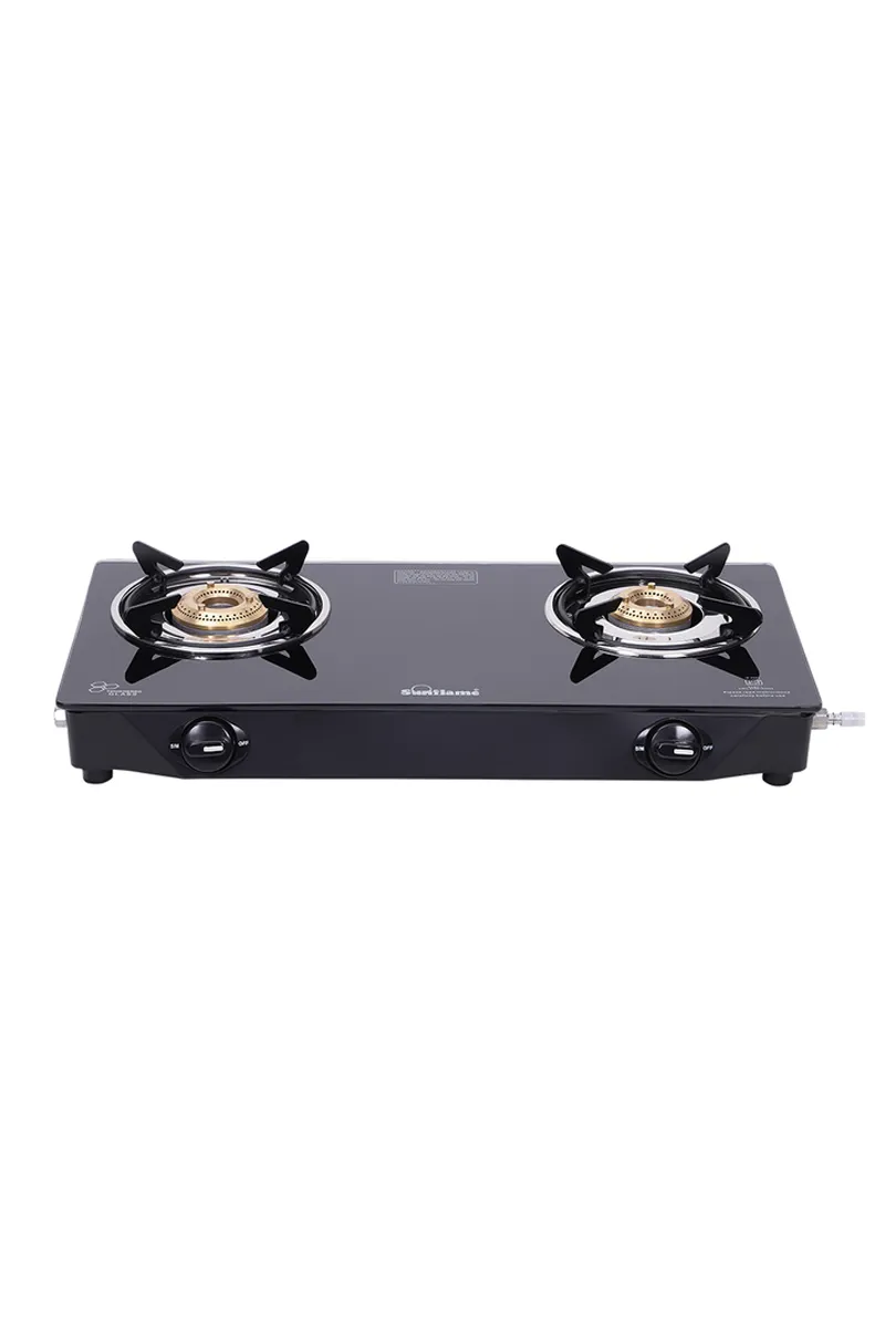 Sunflame Naples 2 Burner Toughened Glasstop Gas Stove | Gas Cooktop (Black)