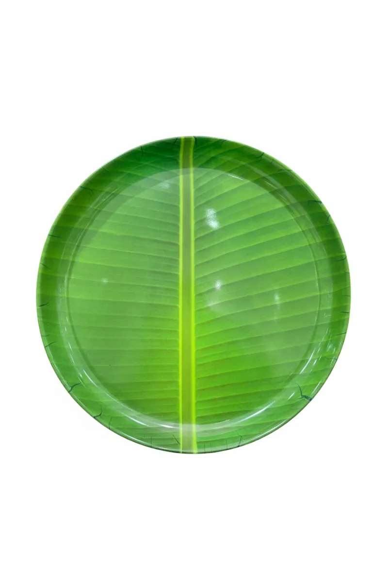 Dinesmart Melamine Round Banana Leaf Plate - Medium