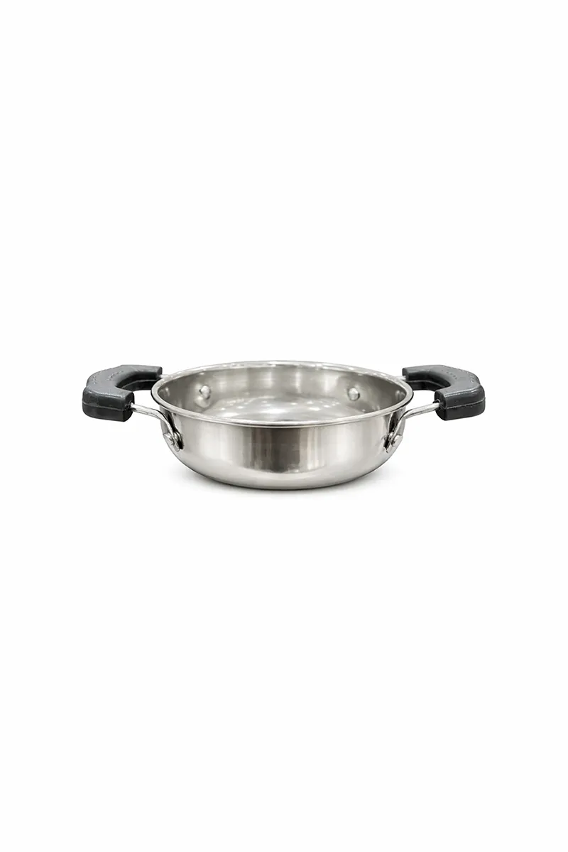 Stainless Steel Flat Base Kadai with Bakelite Handle - Small