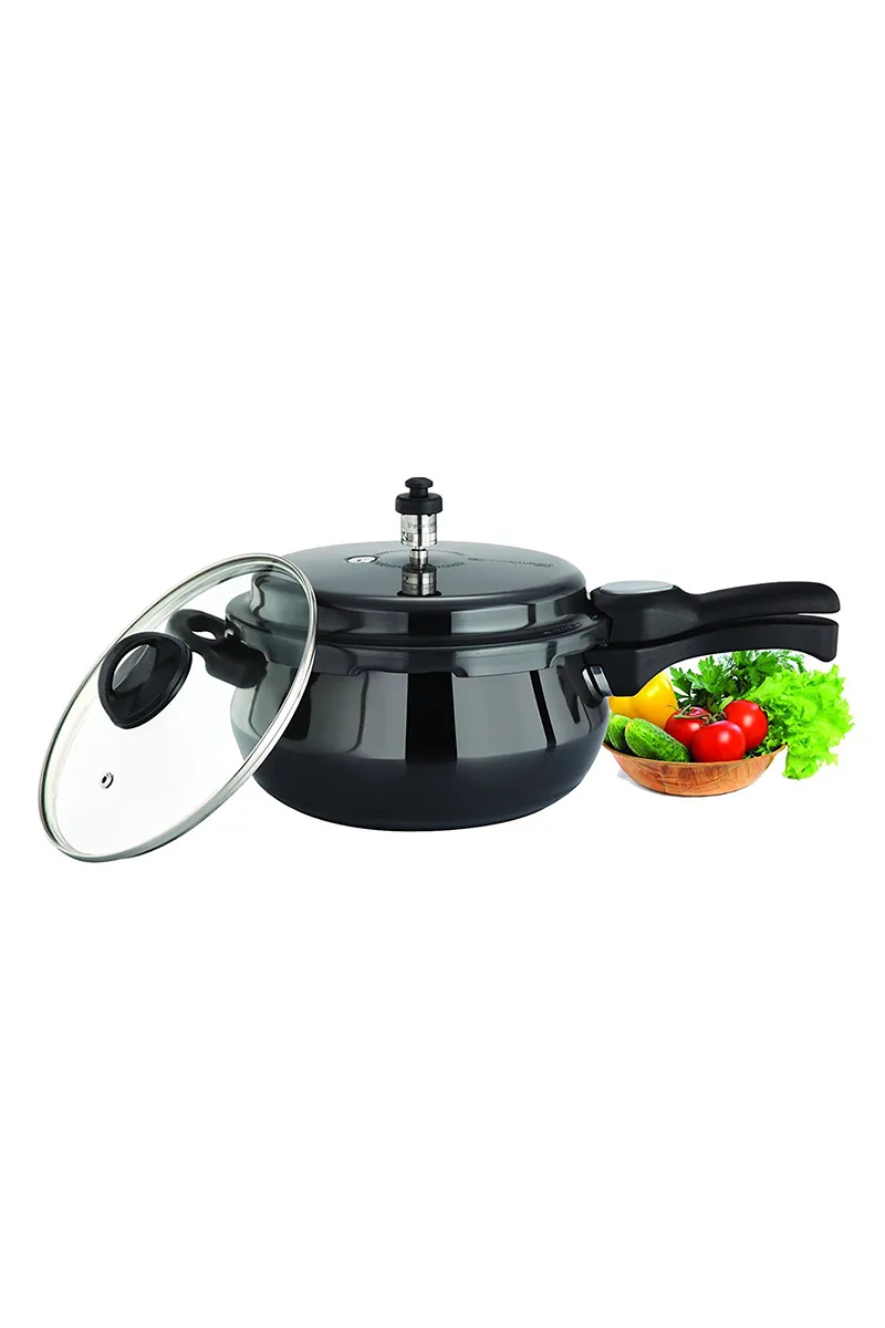 Premier Hard Anodized Handi Pressure Cooker with Glass Lid - 5 Ltr