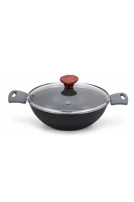 Premier Ceramic Kadai with Glass Lid - 24 Cm