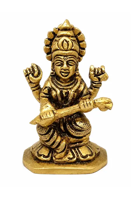 Brass Saraswathi Idol - Small