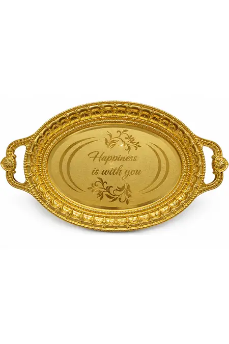 Plastic Golden Tray / Plate - Medium