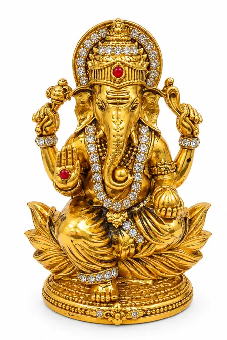 Golden Metal Ganesha Idol - Small