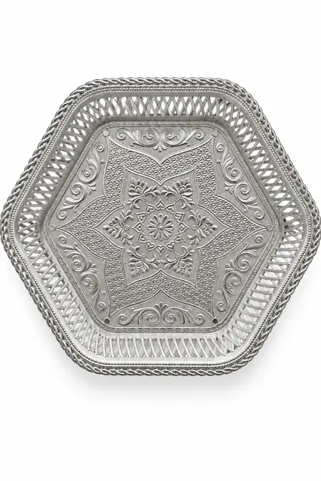 Decorative Plastic Silver Tray - Medium