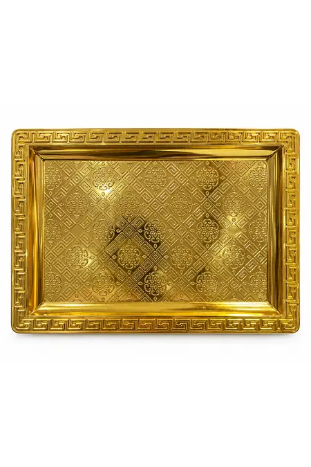 Decorative Plastic Golden Tray - Medium