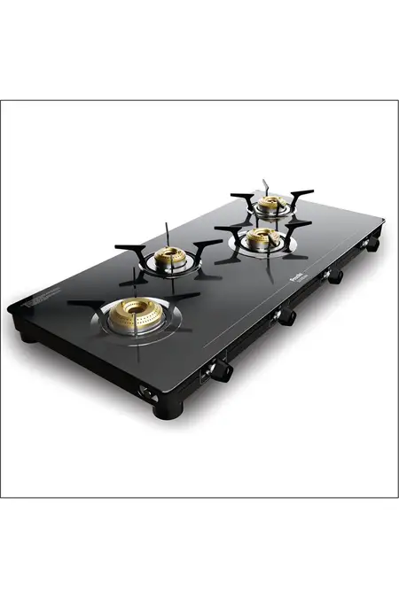 Preethi Luxe Max 4 Burner Glasstop Gas Stove | Gas Cooktop (Assorted)