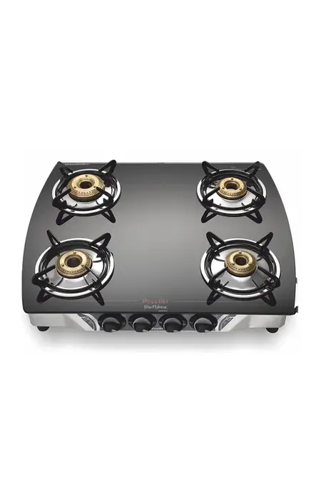 Preethi Bluflame Jumbo 4 Burner Glasstop Gas Stove | Gas Cooktop (Assorted)