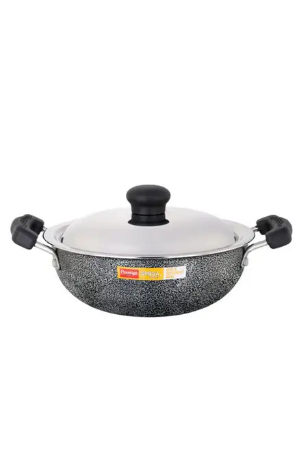 Prestige Omega Select Plus Superior Non-Stick Coating Round Base Kadai with Lid - 20CM, 1.7 Ltr