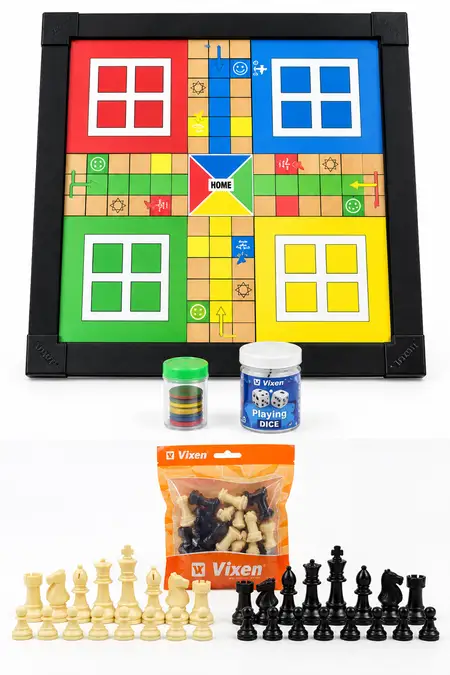 2 in 1 Ludo and Chess Board Game Set