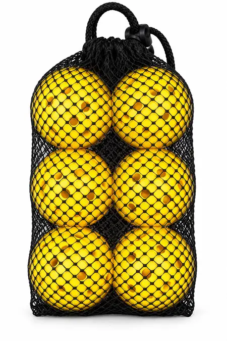 Pickleball Set of 6 Perforated Balls with Mesh Carry Bag