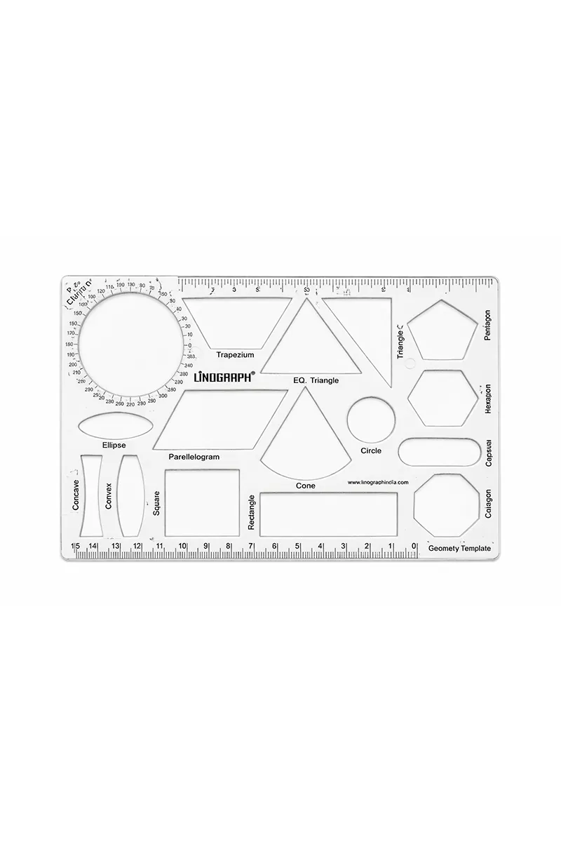 Geometry Template 16 Basic Geometrical Shapes - Pack of 1