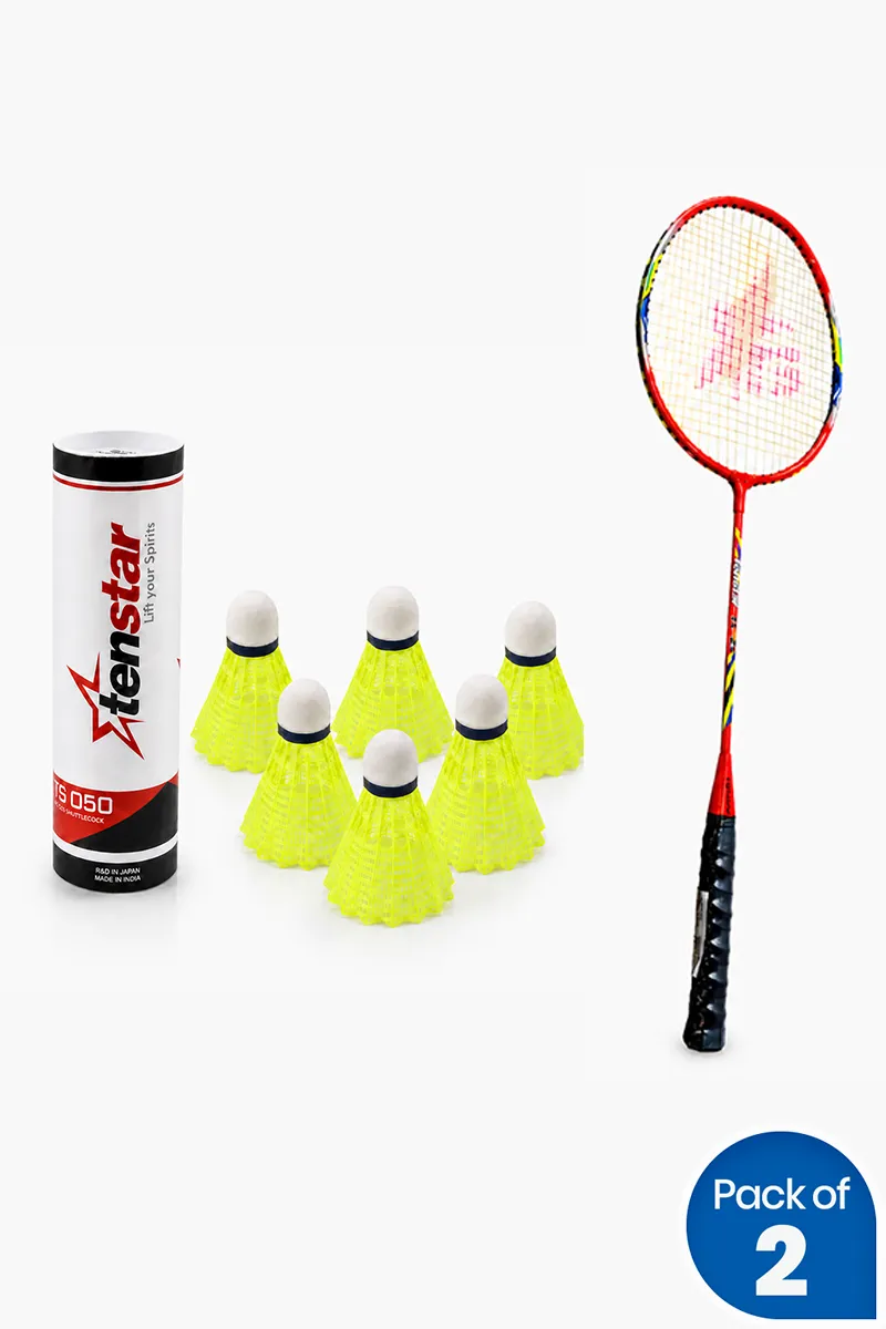 Complete Badminton Combo Set – Tenstar Racket + Nylon Shuttlecocks Combo - Set of 2