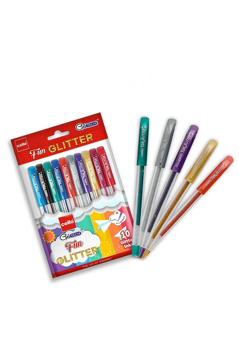 Cello Fin Glitter Gel Pen - Pack of 10