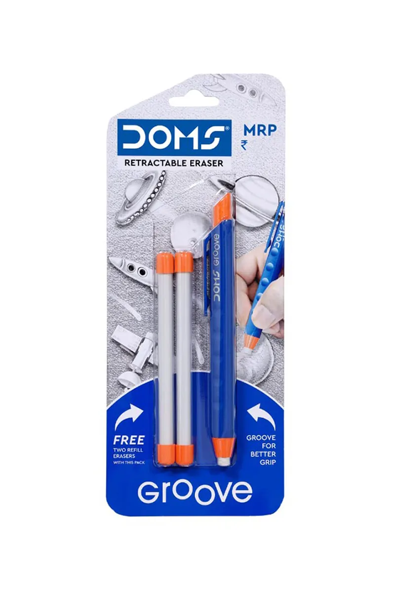Doms Groove Retractable Eraser with Refill - Pack of 1,ST0055ERAORG