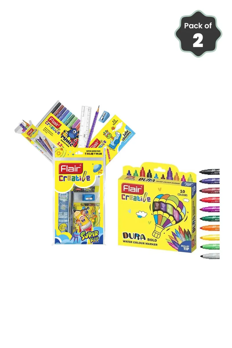 Flair Super Art Kit + Dura Bold Water Colour Marker - Combo of 2