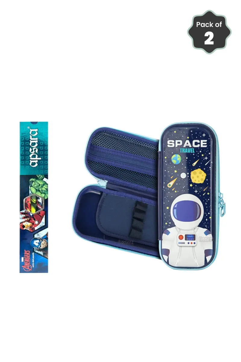 Apsara Avengers Pencils + Space Theme Pancil Case - Combo of 2