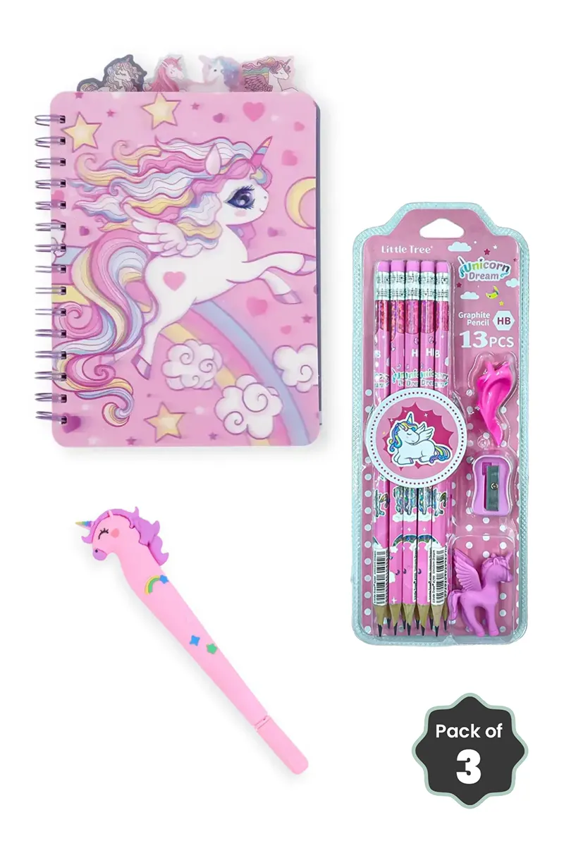 Unicorn Fun Writing Combo (Notebook + Pencil Set + Gel Pen)