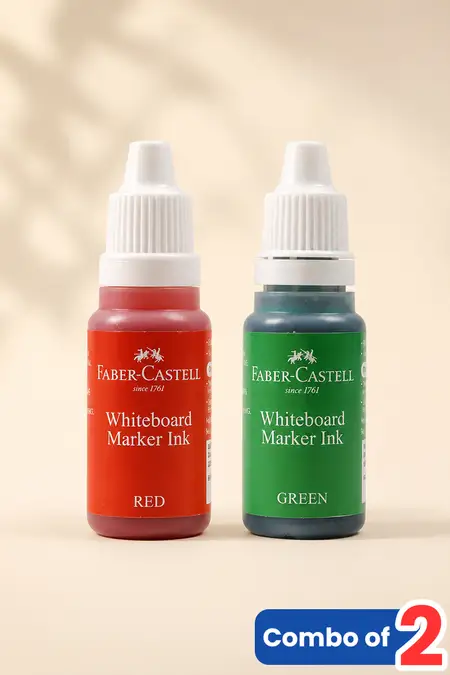 Stationery Starter Combo, Faber Castell White Board Marker Red & Green Ink Refill - Combo of 2