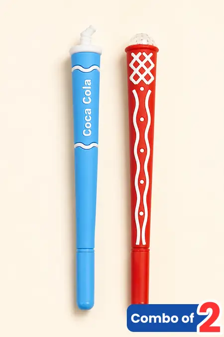 Stationery Starter Combo, Coca Cola and Ice Cream Design Fancy Gel Pen - Combo of 2