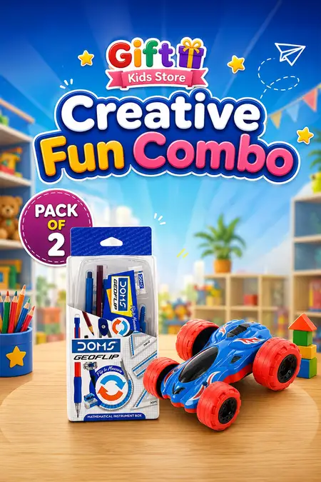 Pull Back Car & Mathematical Instrument Box Combo - Pack of 2